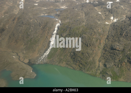 Vue aérienne de l'île de Baffin entre Iqaluit et York vue du son de la toundra Banque D'Images