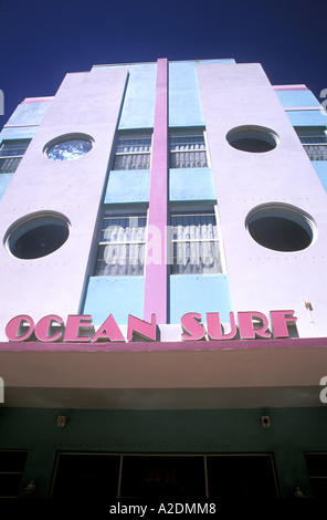 Couleur Ocean Surf Hotel art déco à South Beach Miami , façade Banque D'Images