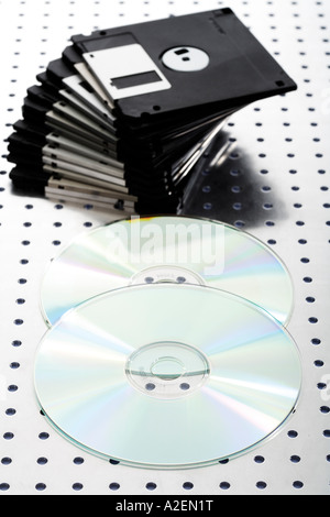 Les disquettes et les cd's Banque D'Images