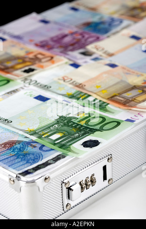 Billets de banque en euros dans l'affaire, close-up Banque D'Images