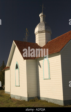 Canada, Saskatchewan, North Battleford : Western Development Museum et Village colons ukrainiens Church Banque D'Images