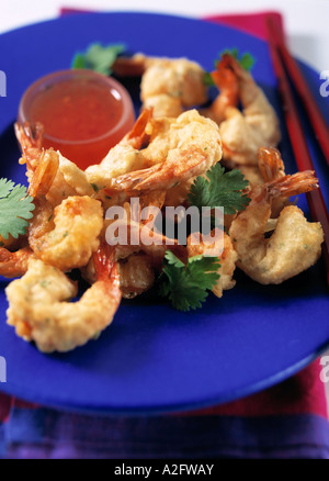 Crevettes tempura battues chinois Banque D'Images