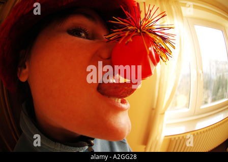 visage de nez rouge Banque D'Images