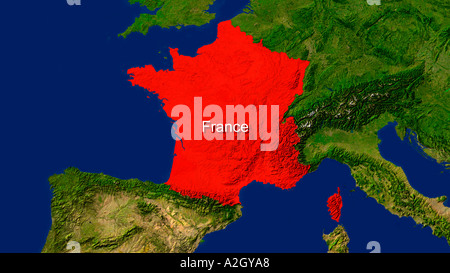 Image satellite de la France a parlé des Red Banque D'Images
