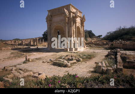 L'Afrique, Libye, Leptis Magna, Dynastie Arch Banque D'Images