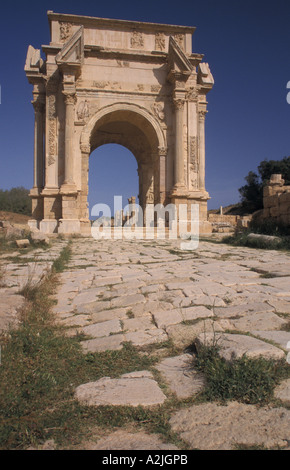 L'Afrique, Libye, Leptis Magna, Dynastie Arch Banque D'Images