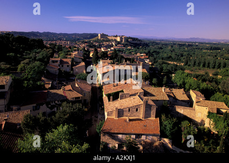 France, Avignon, Provence. Garde, Villeneuve, Les, Avignon. Vue de la ville et 14e C. Fort Saint André. Banque D'Images