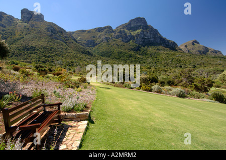 Une vue de l'arrière de la Montagne de la Table du Jardin botanique de Kirstenbosch à Cape Town. Banque D'Images