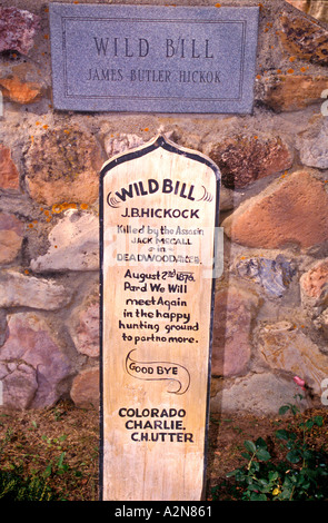 Wild Bill Hickock marqueur grave site Mount Moriah Cemetery Deadwood le Dakota du Sud Banque D'Images