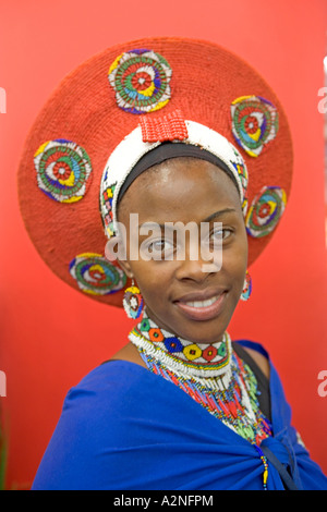 Portrait de femme en costume traditionnel, Durban, Afrique du Sud Banque D'Images