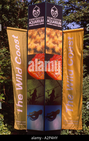 Des banderoles et des pancartes à l'Aquarium de Vancouver, au parc Stanley, Vancouver British Columbia Canada Banque D'Images