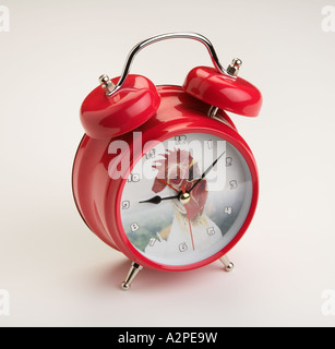 Style ancienne cloche rouge réveil Banque D'Images