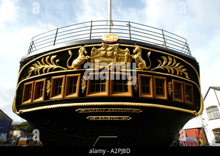 Détail de poupe ouvragée SS Great Britain construit par l'ingénieur Isambard Kingdom Brunel victorien illustré en cale sèche Bristol Angleterre Banque D'Images