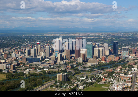 Vue aérienne du centre-ville de Calgary, les tours d'habitation Banque D'Images