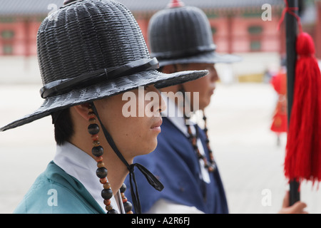 Close Up de soldat en Corée, cérémonie traditionnelle Banque D'Images