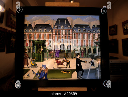 La Place des Vosges Marais Paris France Art Gallery Banque D'Images