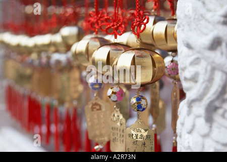 Cloches de prière de raccrocher au Temple, Taiwan Banque D'Images