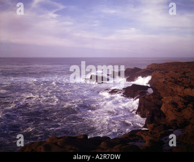 La vue dans laquelle les couleurs au coucher du soleil au Parc d'état de Boiler Bay sur la côte de l'Oregon à la fin de la journée Banque D'Images