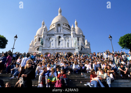 MontmMontmartre Cathédrale Basilique du Sacré Coeur Paris France Banque D'Images