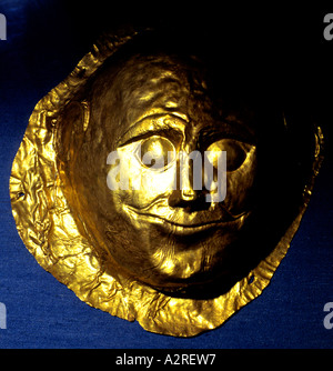 Masque d'or Mycènes N Museum Athens Attica Grèce Banque D'Images