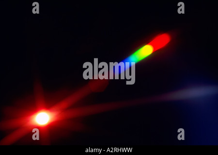 Starburst abstrait / Star Burst, l'énergie du faisceau de lumière, effets de réfraction Streak, des problèmes de mise au point la photographie expérimentale Banque D'Images