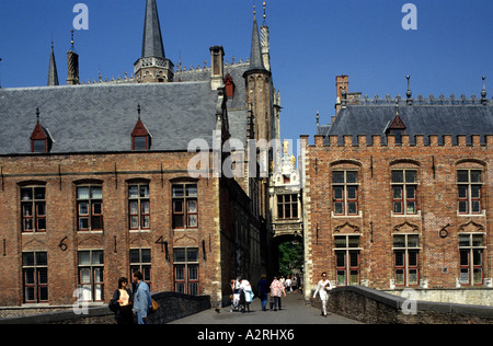 Brugge Bruges Belgique Ville Ville de ville flamande de grès gothique 14 siècle Oude Griffie Banque D'Images