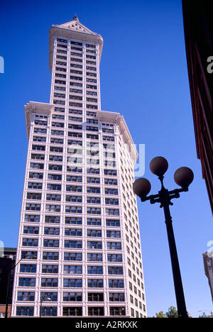 La Smith Tower, un bâtiment historique, dans le centre-ville de Seattle, Washington State, USA Banque D'Images