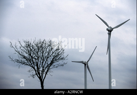 Éoliennes à Lichtenau-Asseln windpark, Rhénanie du Nord-Westphalie, Allemagne, le plus grand parc éolien de l'intérieur Banque D'Images