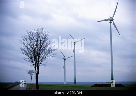 Éoliennes à Lichtenau-Asseln windpark, Rhénanie du Nord-Westphalie, Allemagne, le plus grand parc éolien de l'intérieur Banque D'Images