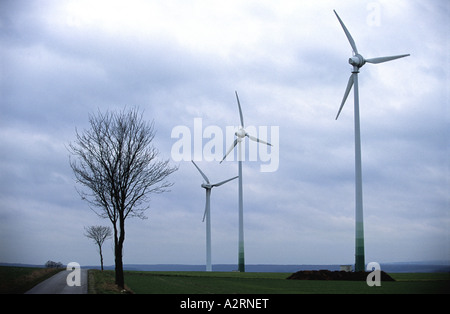 Éoliennes à Lichtenau-Asseln windpark, Rhénanie du Nord-Westphalie, Allemagne, le plus grand parc éolien de l'intérieur Banque D'Images