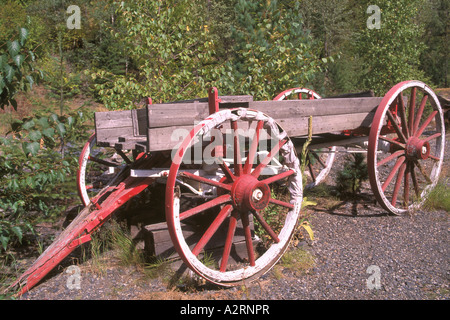 Sandon, BC, en Colombie-Britannique, Canada - en bois ancien wagon de marchandises dans la ville historique de 'Silver' de l'industrie minière de la région de Kootenay, Ville fantôme Banque D'Images