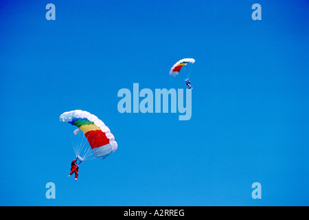 Deux plongeurs ciel parachutisme en Formation Banque D'Images