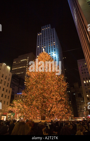 Arbre de Noël du Rockefeller Center, New York City USA Banque D'Images