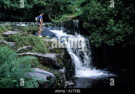 Établissement Blaen à tourisme-y-Glyn cascades, le Parc National des Brecon Beacons, Powys, Wales, GB Banque D'Images