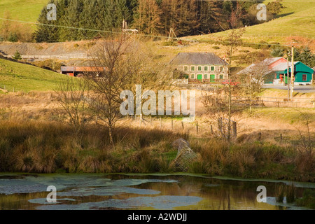 Llywernog Mine de plomb et d'argent Musée de l'étang en milieu rural dans la vallée de collines Plynlimon Ponterwyd Ceredigion Mid Wales UK Banque D'Images