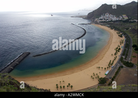 Vue aérienne de Playa De Las Teresitas Tenerife Nord Espagne Banque D'Images