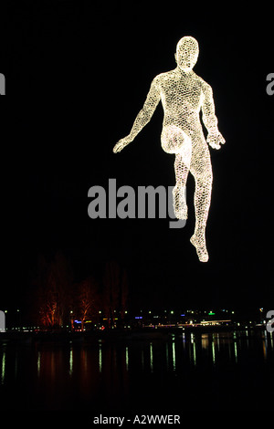 La sculpture en forme de léviter au-dessus du Rhône, Genève, Suisse Banque D'Images