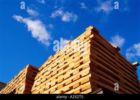 Australie. Scierie. Gros plan de la pile de planches de bois sciées. Banque D'Images