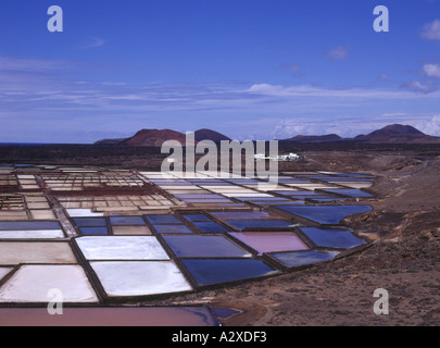 Dh usine salinisation SALINAS DE JANUBIO LANZAROTE champ Modèle de champs de sel de mer de l'exploitation minière Banque D'Images