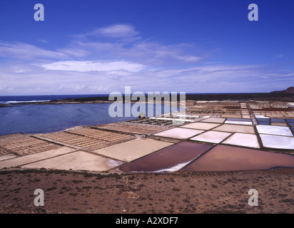 Dh SALINAS DE JANUBIO LANZAROTE sel de mer de l'usine de salinisation des domaines Banque D'Images