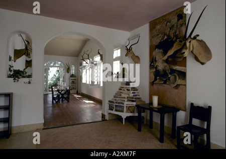 Chambre à l'avant et salle à manger de la maison d'Ernest Hemingway à Cuba Banque D'Images