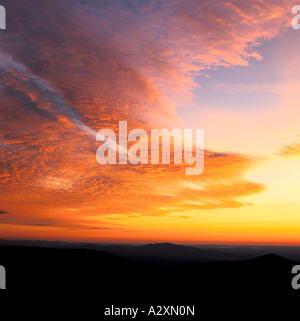 Virginie, Blue Ridge Parkway, le lever du soleil sur les montagnes Blue Ridge (sud des Appalaches), Banque D'Images