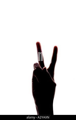 Main sur un fond blanc Banque D'Images