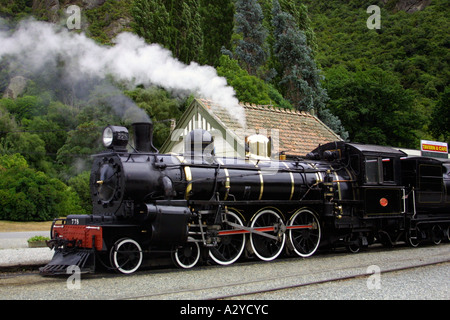 Le train à vapeur Kingston Flyer à Kingston, sur la rive sud du lac Wakatipu, Nouvelle-Zélande Île du Sud Banque D'Images