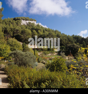 Maison sur colline boisée en Provence, France Banque D'Images