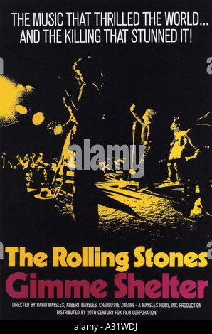 GIMME SHELTER affiche pour 1970 5 cinéma film sur l'Altamont Speedway concert des Rolling Stones Banque D'Images