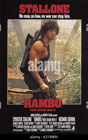 RAMBO First Blood Part II affiche pour 1985 Anabase film avec Sylvester Stallone Banque D'Images