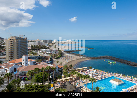 Voir en regardant vers le sud de l'hôtel Iberostar Bouganville Playa, Playa de las Americas, Tenerife, Canaries, Espagne Banque D'Images