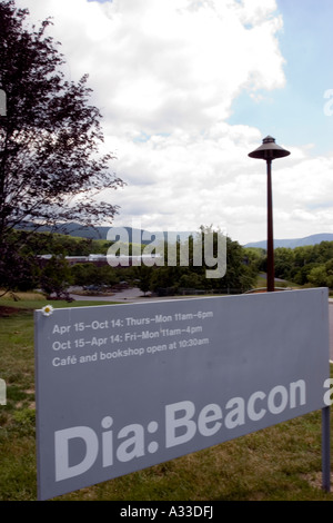 Image de l'enseigne à l'entrée de Dia : Beacon, un musée d'art de Beacon, New York, USA Banque D'Images