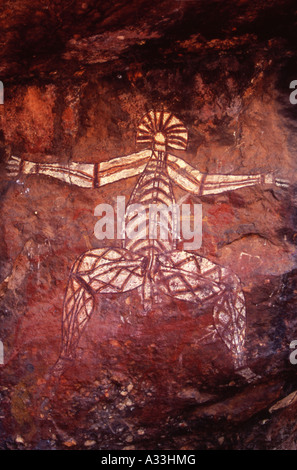 Peinture de l'art autochtone dans le Nabulwinjbulwinj Anbangbang abri sur Nourlangie Rock Territoire du Nord Australie Banque D'Images